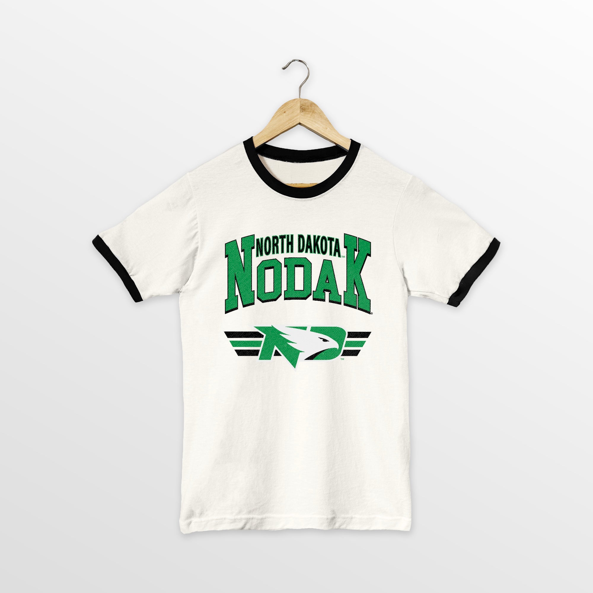 NORTH DAKOTA FIGHTING HAWKS SWIFT STRIKE VINTAGE RINGER TEE