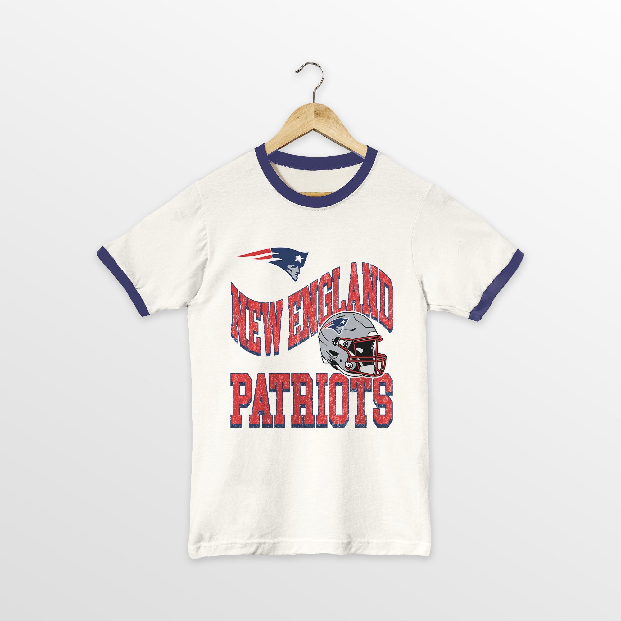 NEW ENGLAND PATRIOTS HARD EARNED VINTAGE RINGER TEE