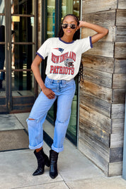 NEW ENGLAND PATRIOTS HARD EARNED VINTAGE RINGER TEE