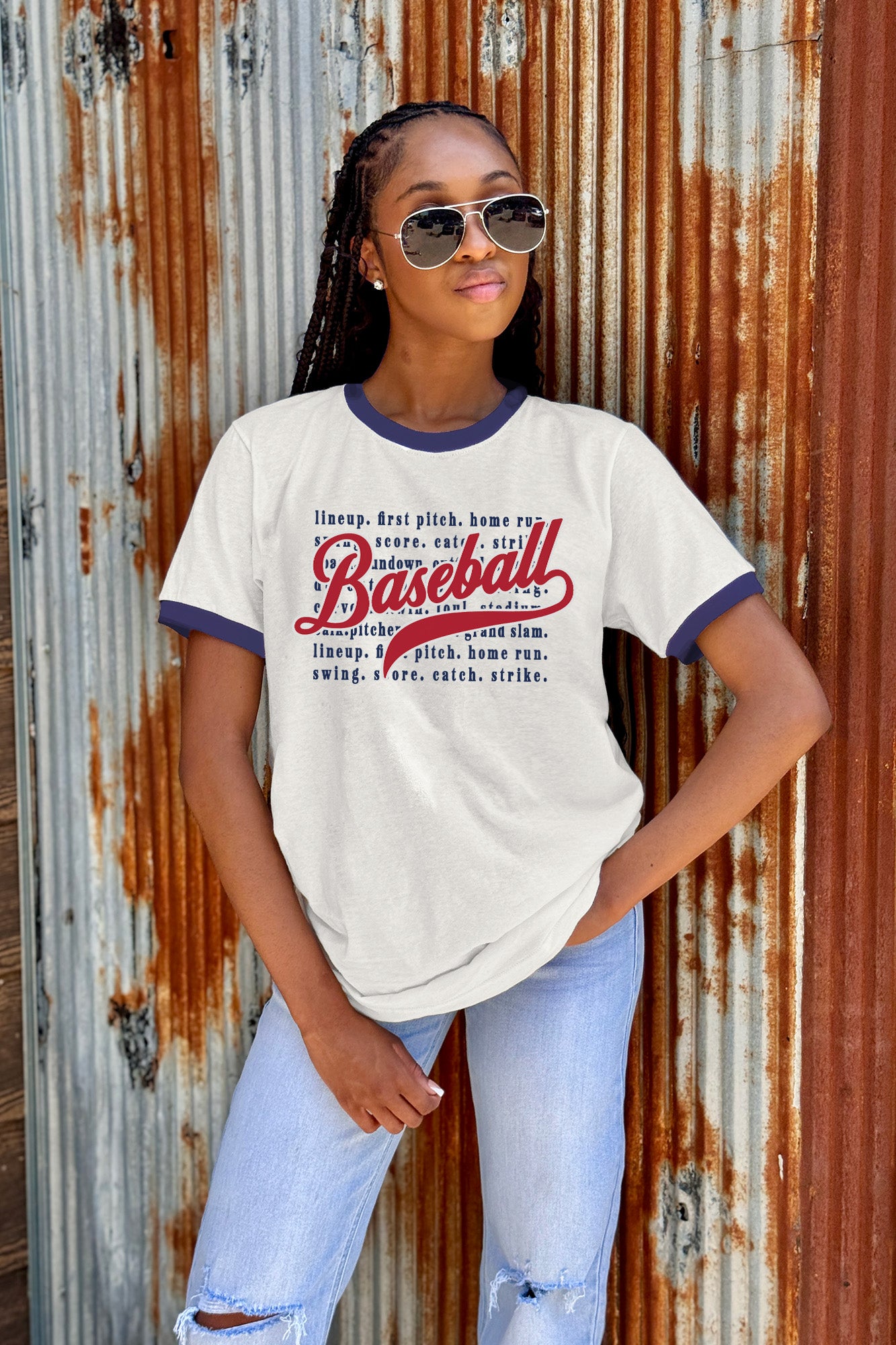 BALLGAME SCRIPT VINTAGE RINGER TEE
