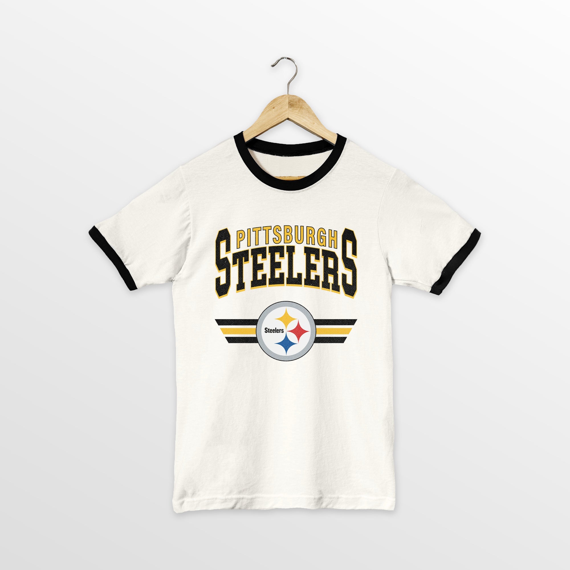PITTSBURGH STEELERS SWIFT STRIKE VINTAGE RINGER TEE