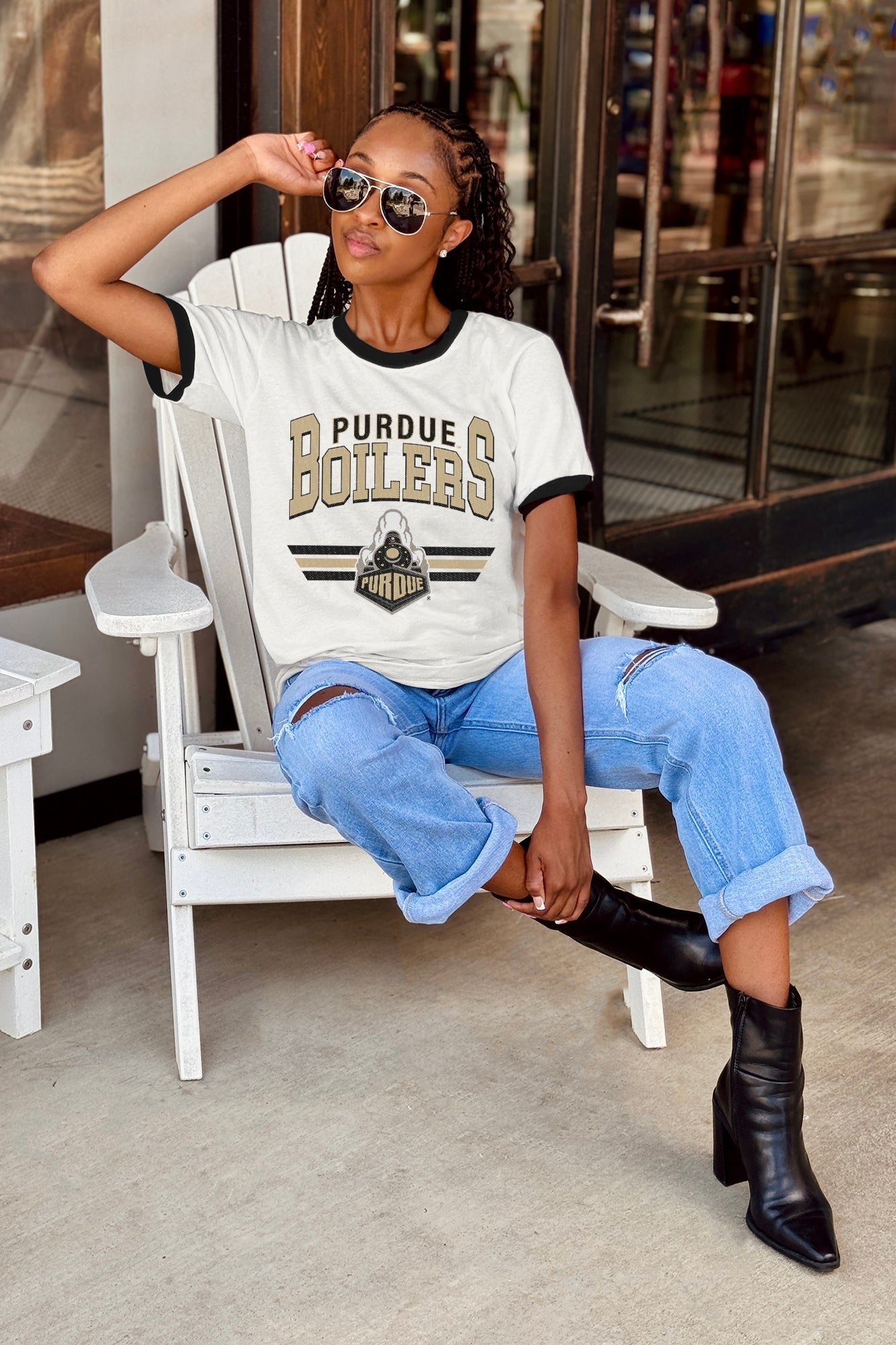 PURDUE BOILERMAKERS SWIFT STRIKE VINTAGE RINGER TEE