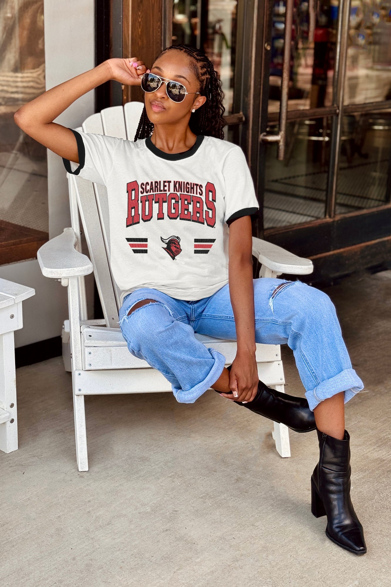 RUTGERS SCARLET KNIGHTS SWIFT STRIKE VINTAGE RINGER TEE