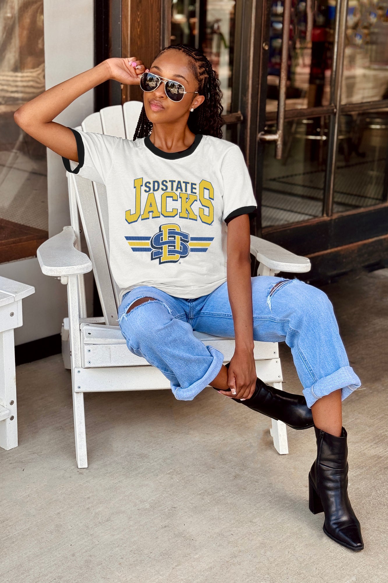 SOUTH DAKOTA STATE JACKRABBITS SWIFT STRIKE VINTAGE RINGER TEE