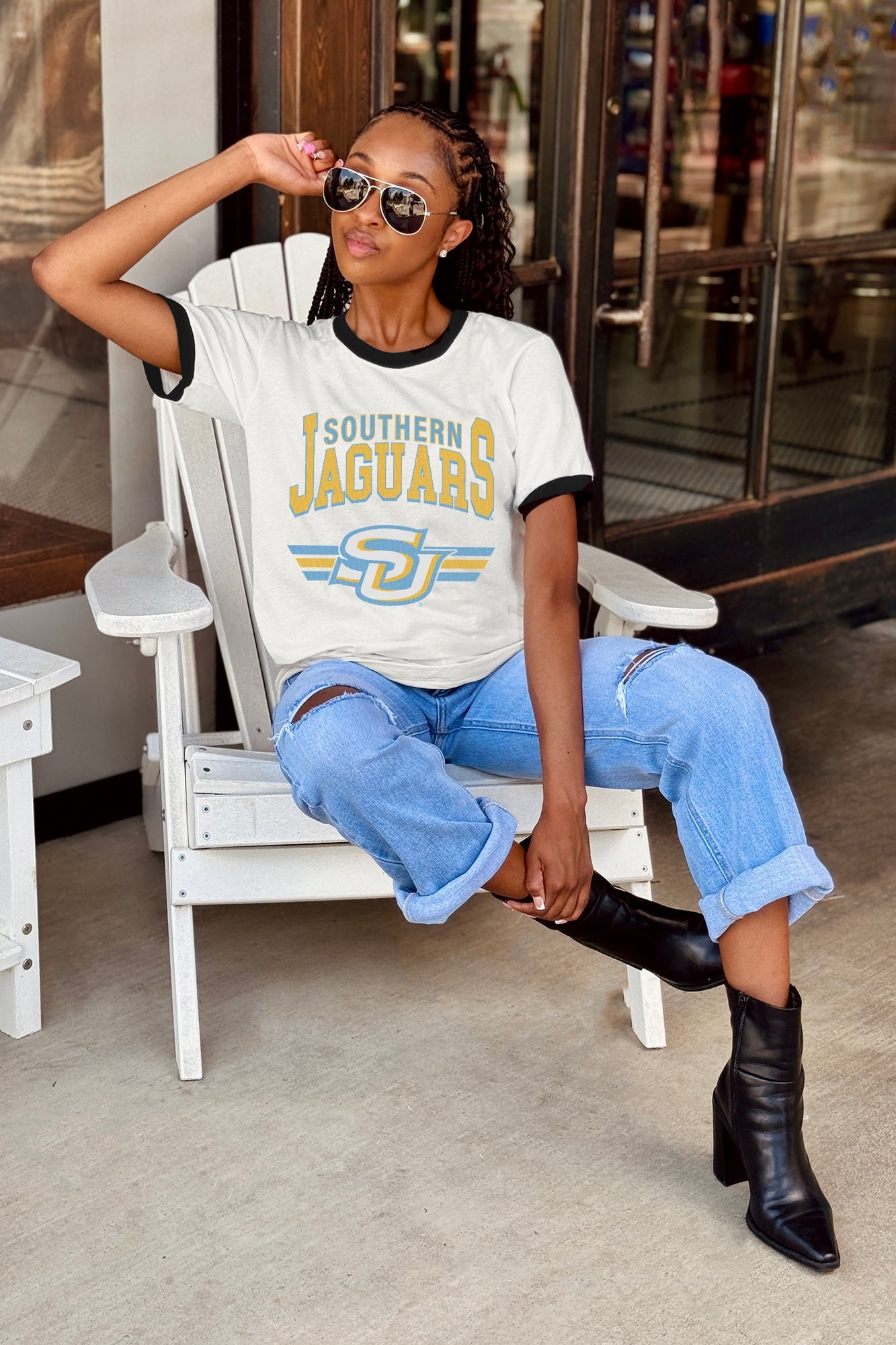 SOUTHERN JAGUARS SWIFT STRIKE VINTAGE RINGER TEE