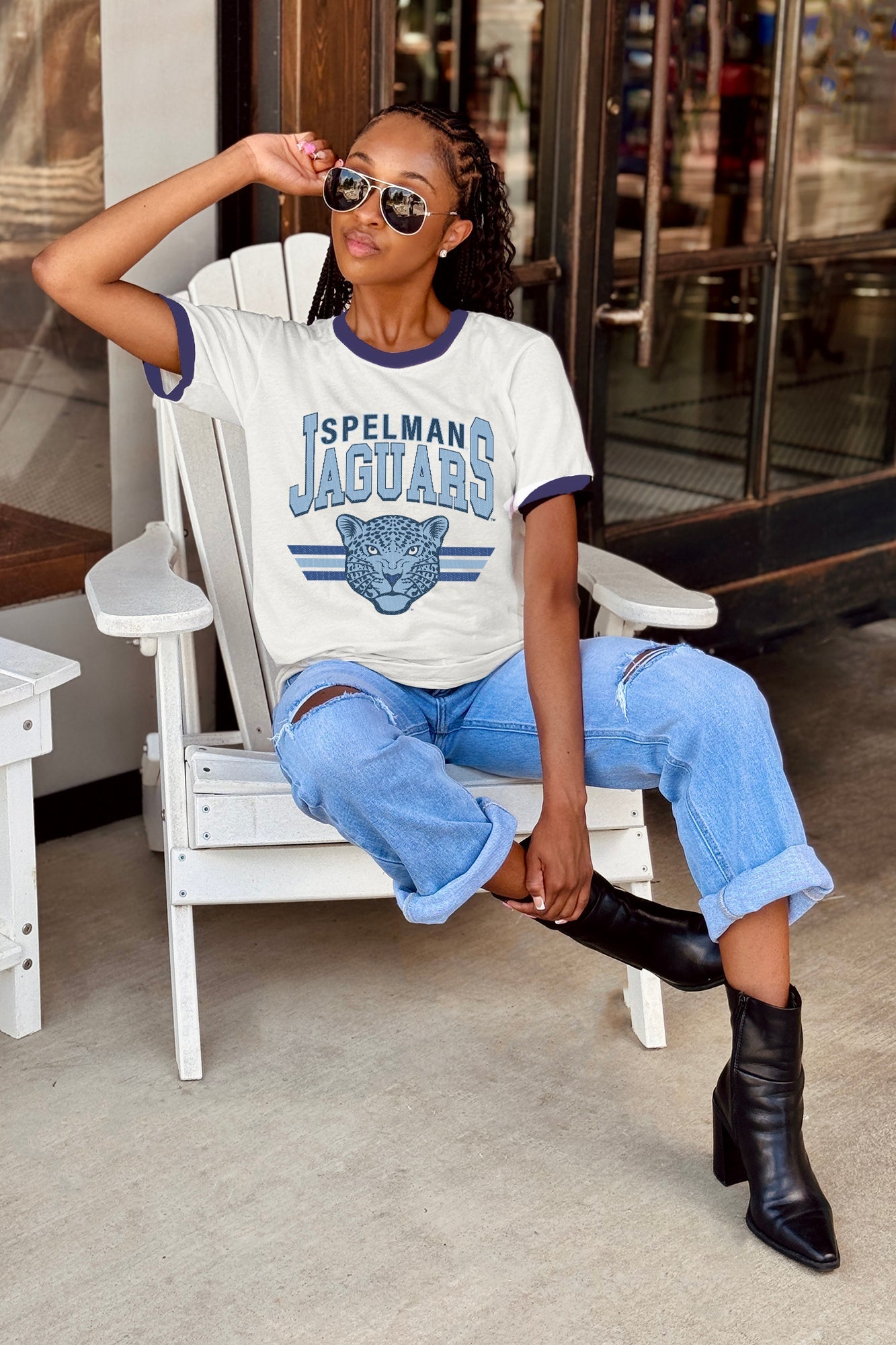 SPELMAN COLLEGE JAGUARS SWIFT STRIKE VINTAGE RINGER TEE
