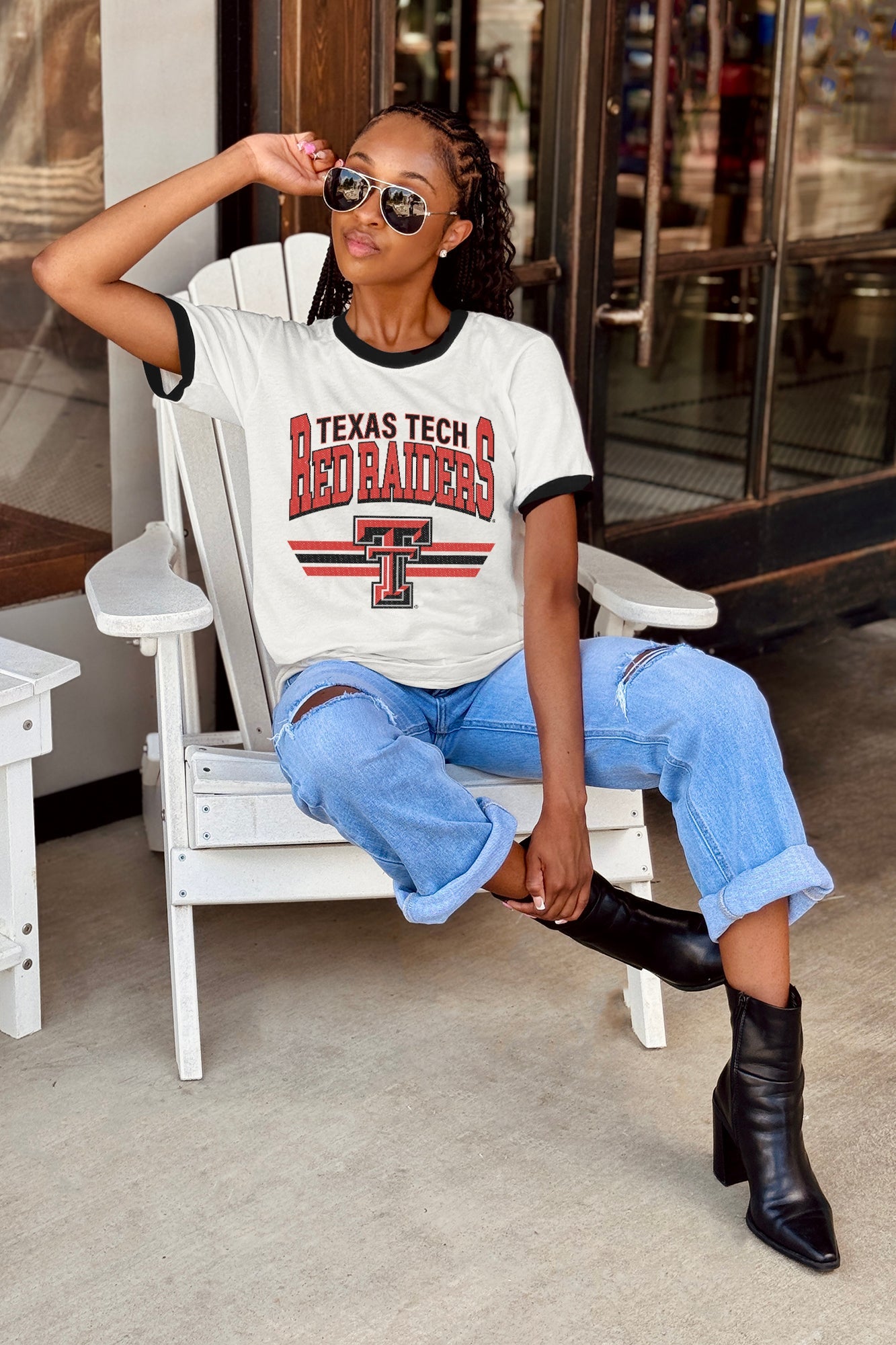 TEXAS TECH RED RAIDERS SWIFT STRIKE VINTAGE RINGER TEE