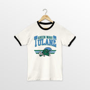 TULANE GREEN WAVE SWIFT STRIKE VINTAGE RINGER TEE