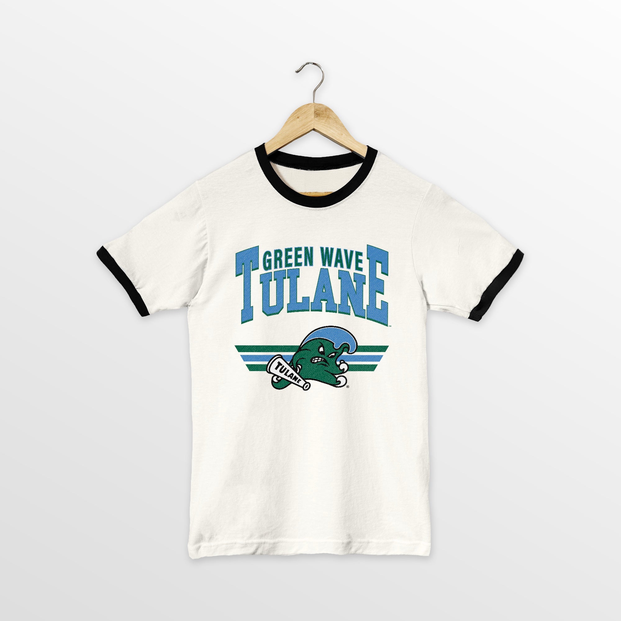 TULANE GREEN WAVE SWIFT STRIKE VINTAGE RINGER TEE