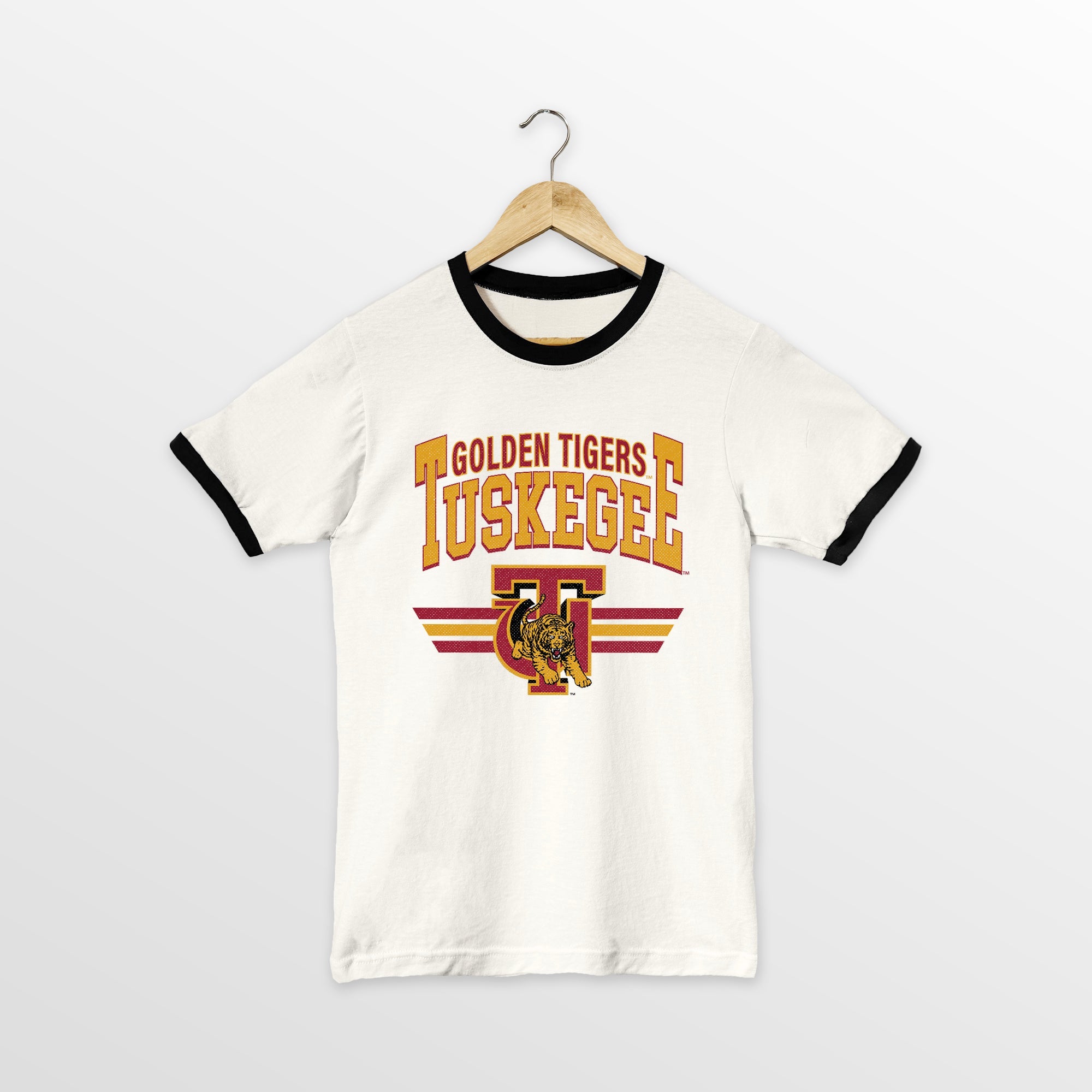 TUSKEGEE GOLDEN TIGERS SWIFT STRIKE VINTAGE RINGER TEE