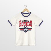 UCONN HUSKIES SWIFT STRIKE VINTAGE RINGER TEE