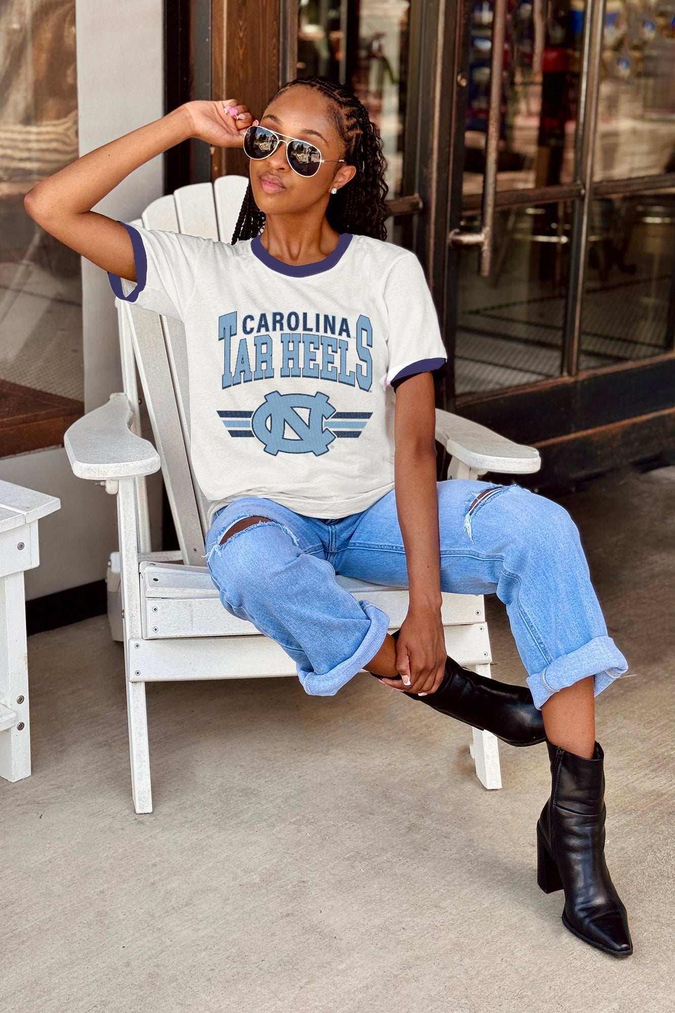 NORTH CAROLINA TAR HEELS SWIFT STRIKE VINTAGE RINGER TEE
