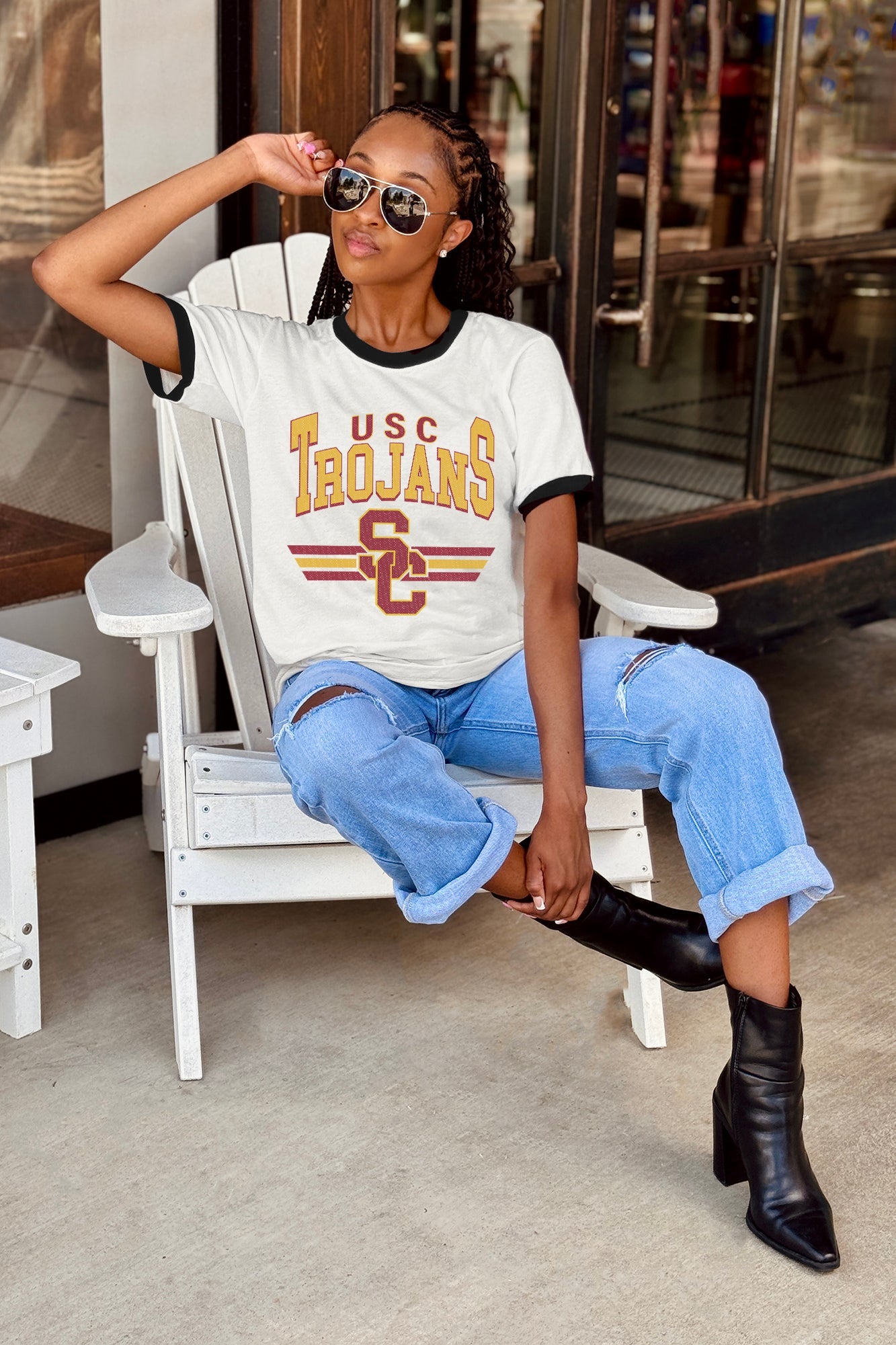 USC TROJANS SWIFT STRIKE VINTAGE RINGER TEE