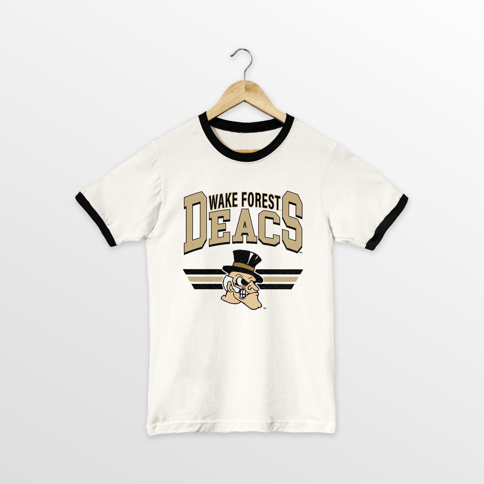 WAKE FOREST DEMON DEACONS SWIFT STRIKE VINTAGE RINGER TEE