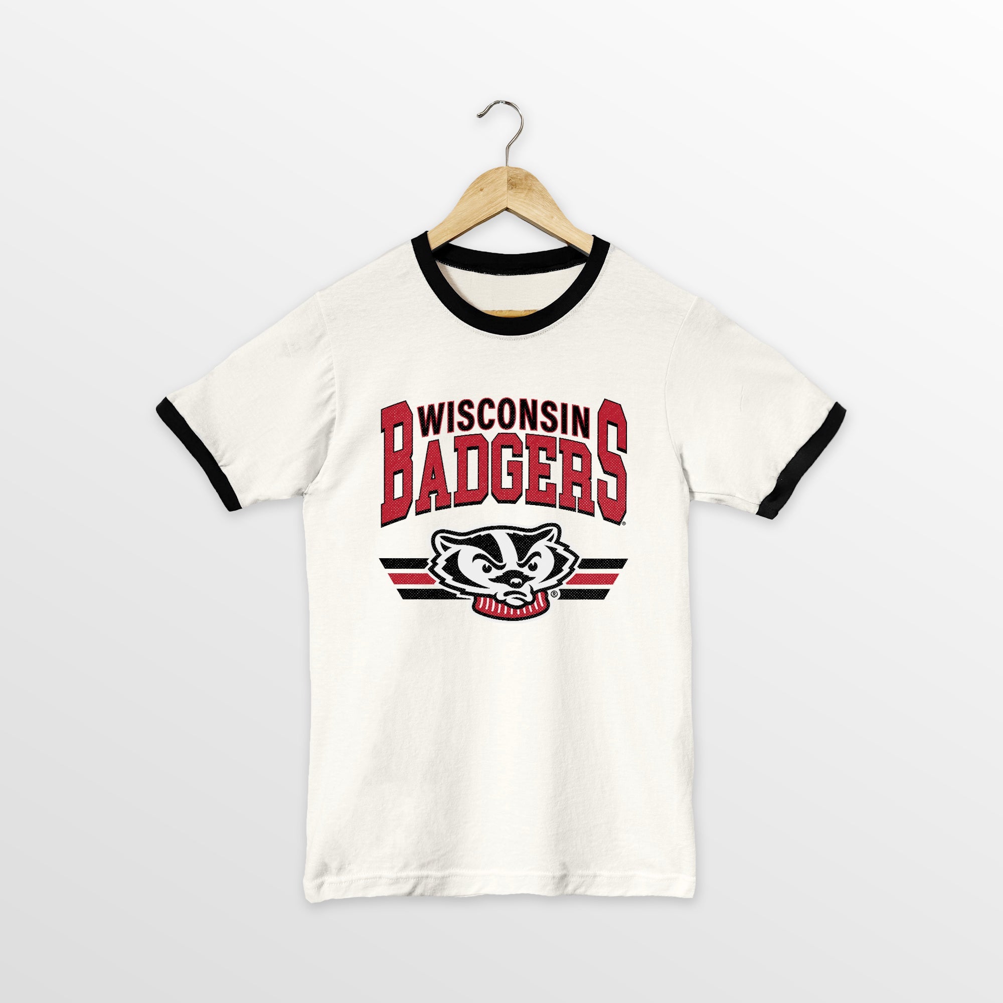 WISCONSIN BADGERS SWIFT STRIKE VINTAGE RINGER TEE