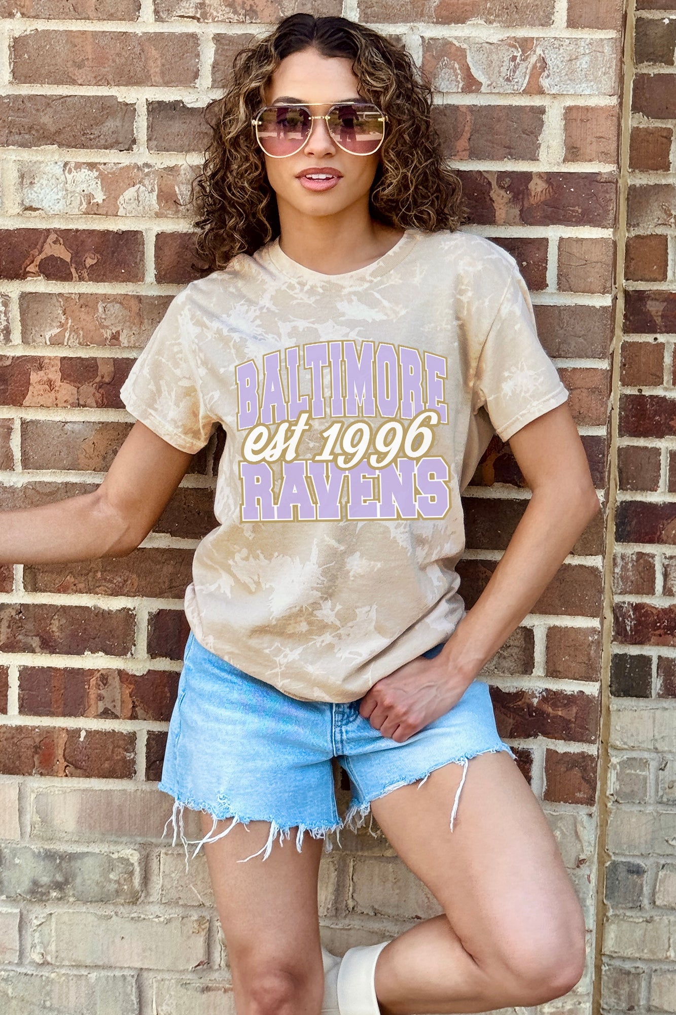 BALTIMORE RAVENS DEEP ROOTS BLEACH WASH TEE