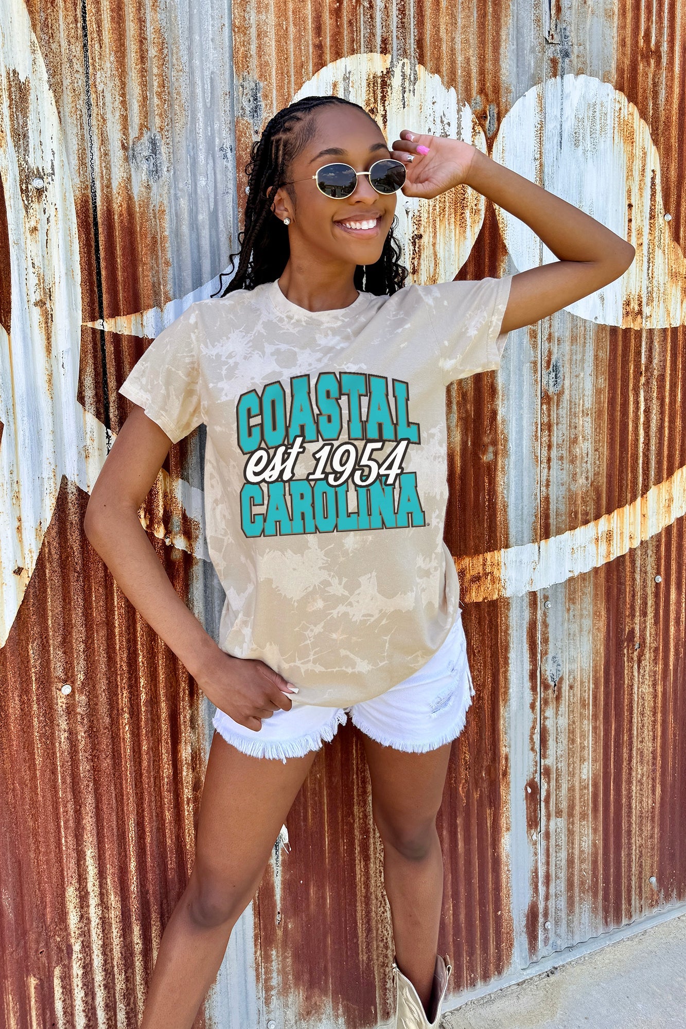 COASTAL CAROLINA CHANTICLEERS DEEP ROOTS BLEACH WASH TEE