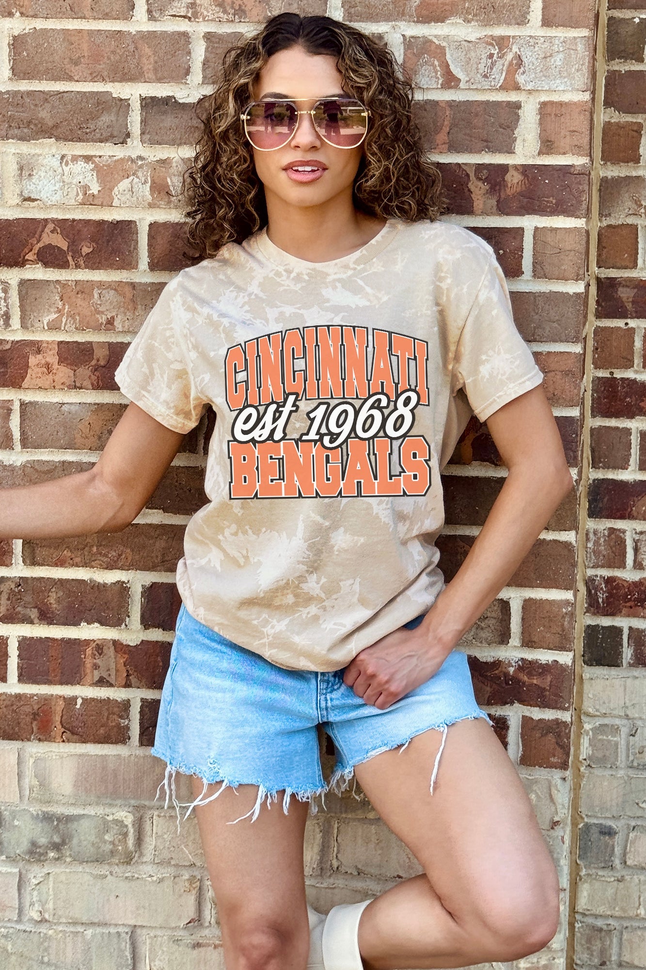 CINCINNATI BENGALS DEEP ROOTS BLEACH WASH TEE