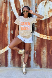 CLEMSON TIGERS DEEP ROOTS BLEACH WASH TEE