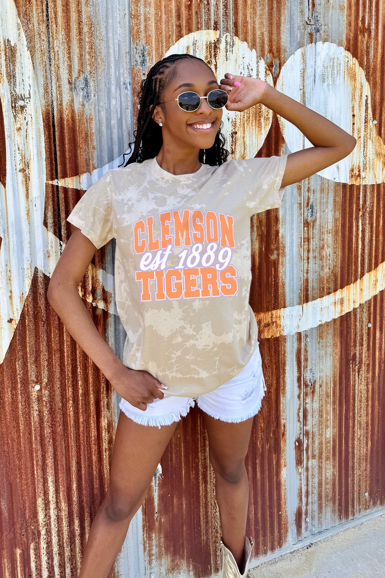 CLEMSON TIGERS DEEP ROOTS BLEACH WASH TEE