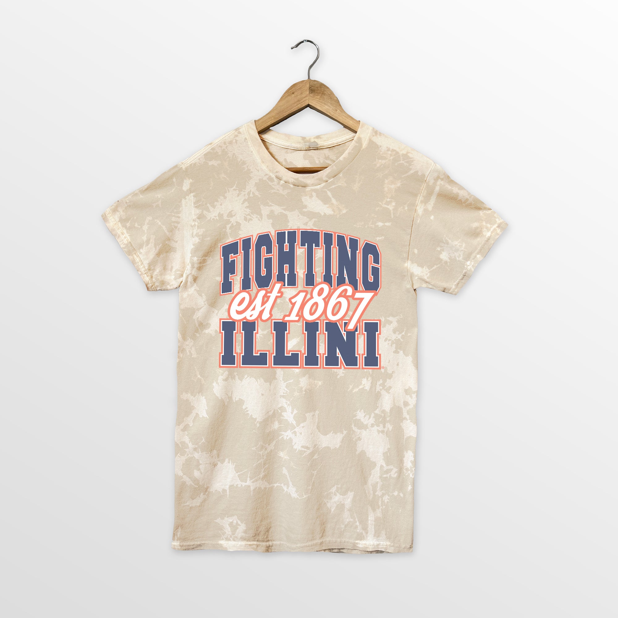 ILLINOIS FIGHTING ILLINI DEEP ROOTS BLEACH WASH TEE