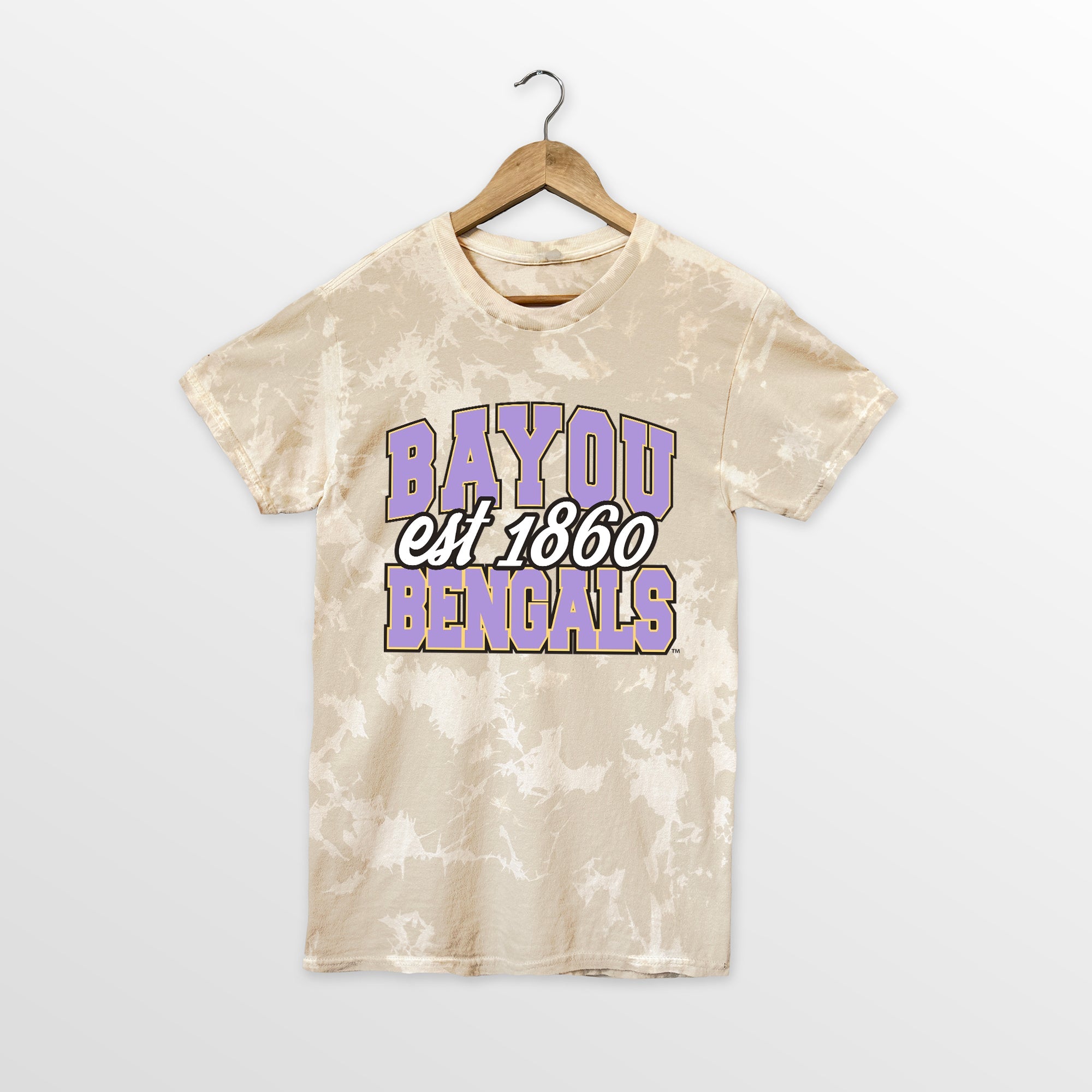 LSU TIGERS DEEP ROOTS BLEACH WASH TEE