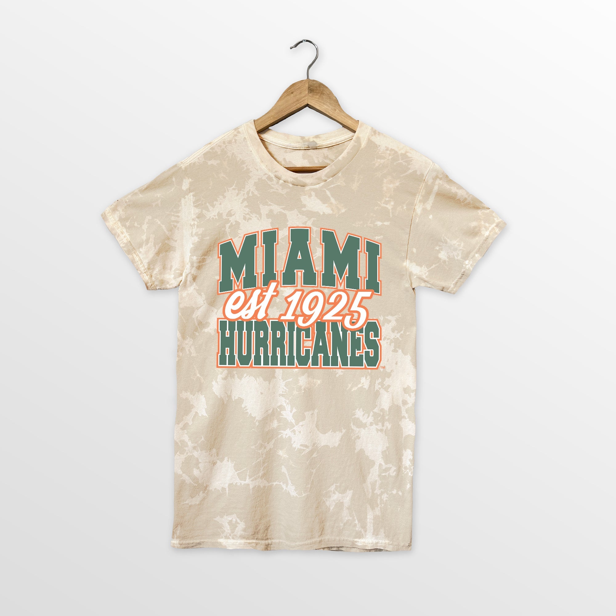 MIAMI HURRICANES DEEP ROOTS BLEACH WASH TEE