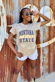 MONTANA STATE BOBCATS DEEP ROOTS BLEACH WASH TEE