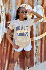 NORTH CAROLINA A&T STATE AGGIES DEEP ROOTS BLEACH WASH TEE