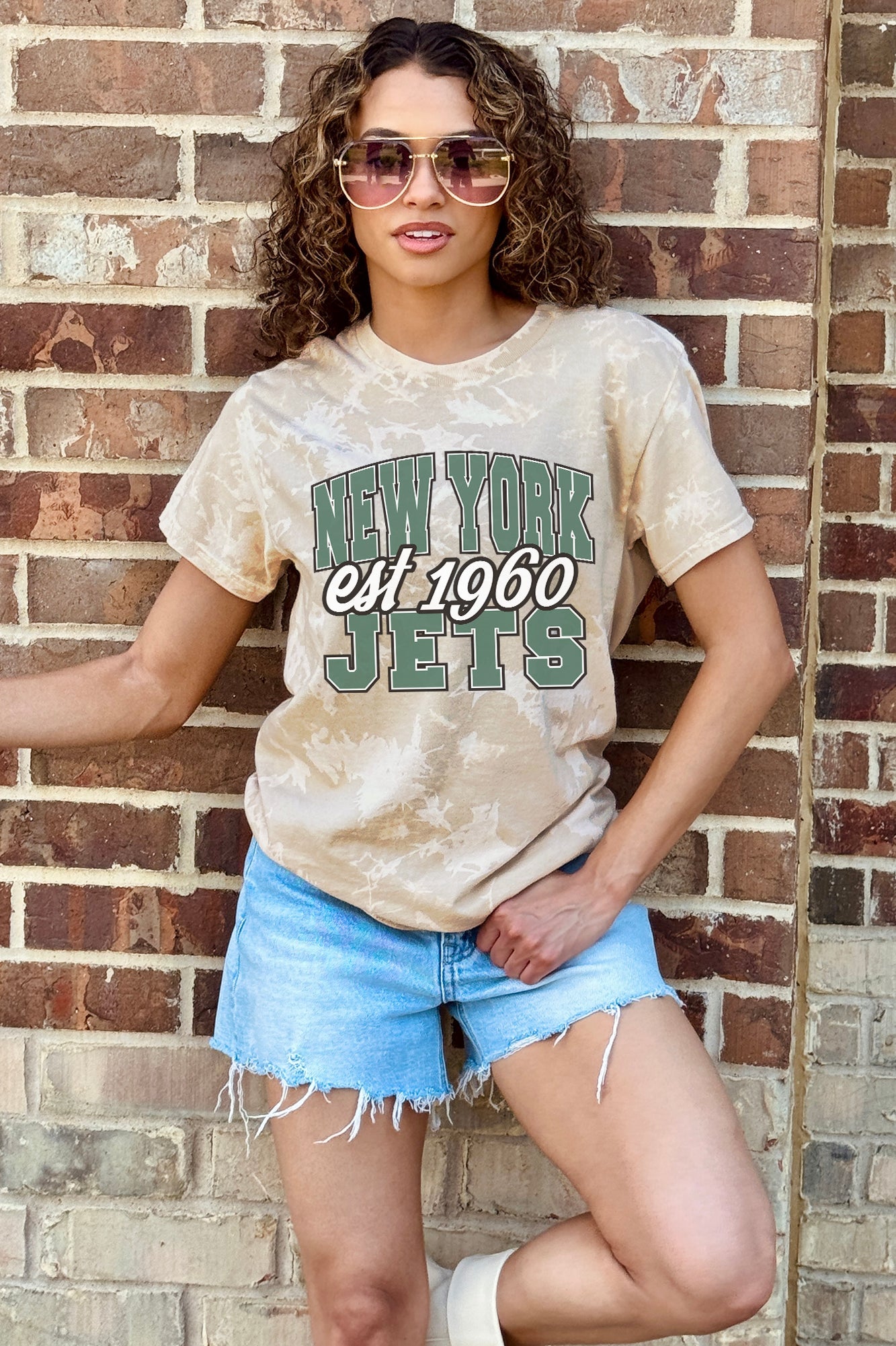 NEW YORK JETS DEEP ROOTS BLEACH WASH TEE