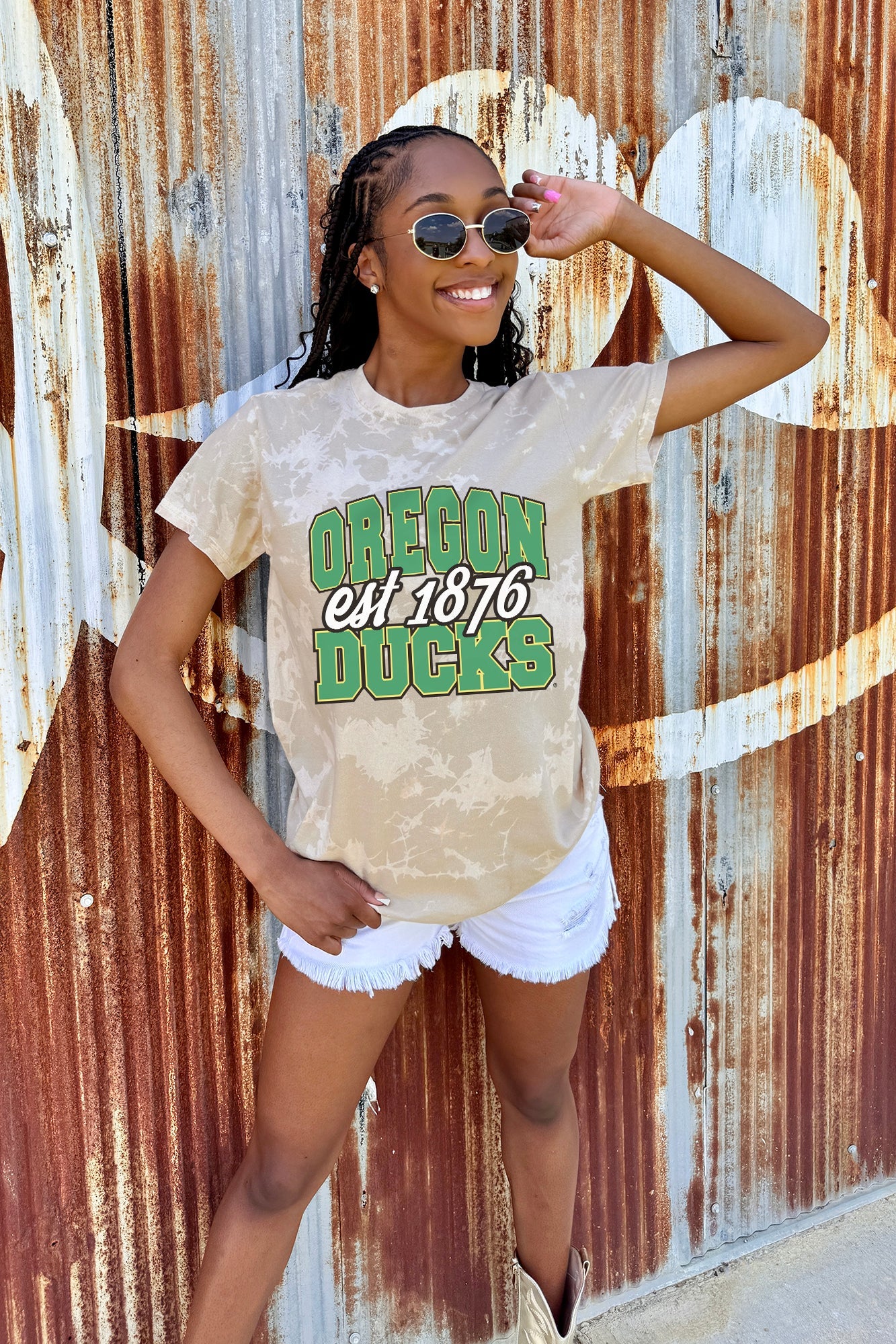 OREGON DUCKS DEEP ROOTS BLEACH WASH TEE