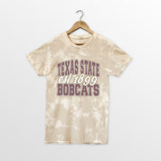 TEXAS STATE BOBCATS DEEP ROOTS BLEACH WASH TEE