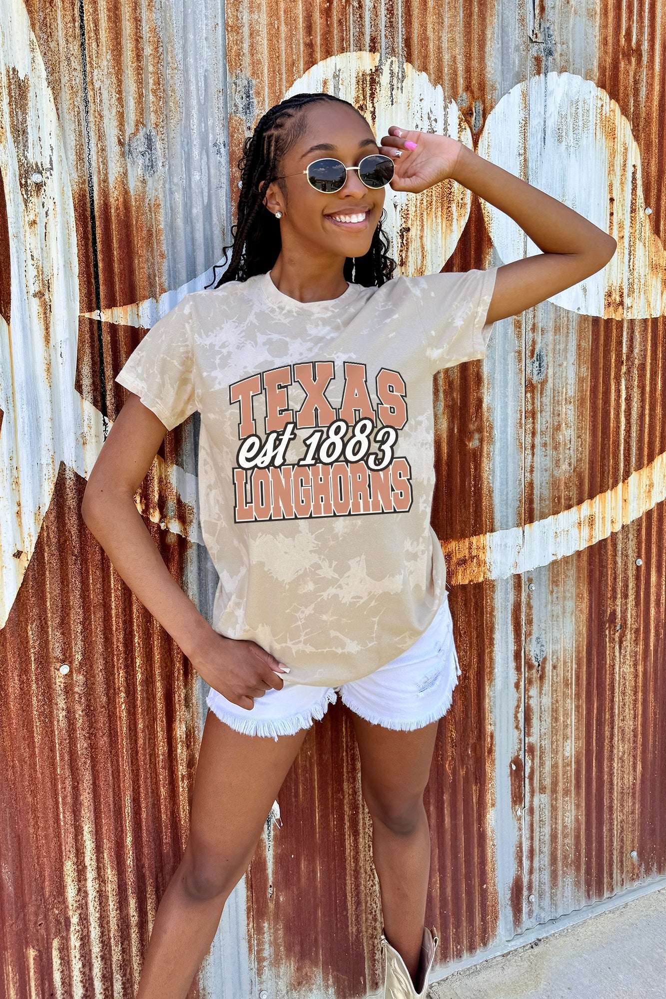 TEXAS LONGHORNS DEEP ROOTS BLEACH WASH TEE