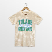 TULANE GREEN WAVE DEEP ROOTS BLEACH WASH TEE