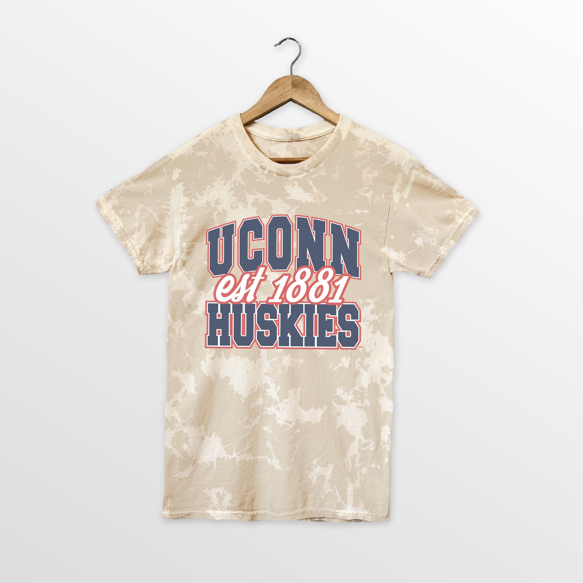UCONN HUSKIES DEEP ROOTS BLEACH WASH TEE