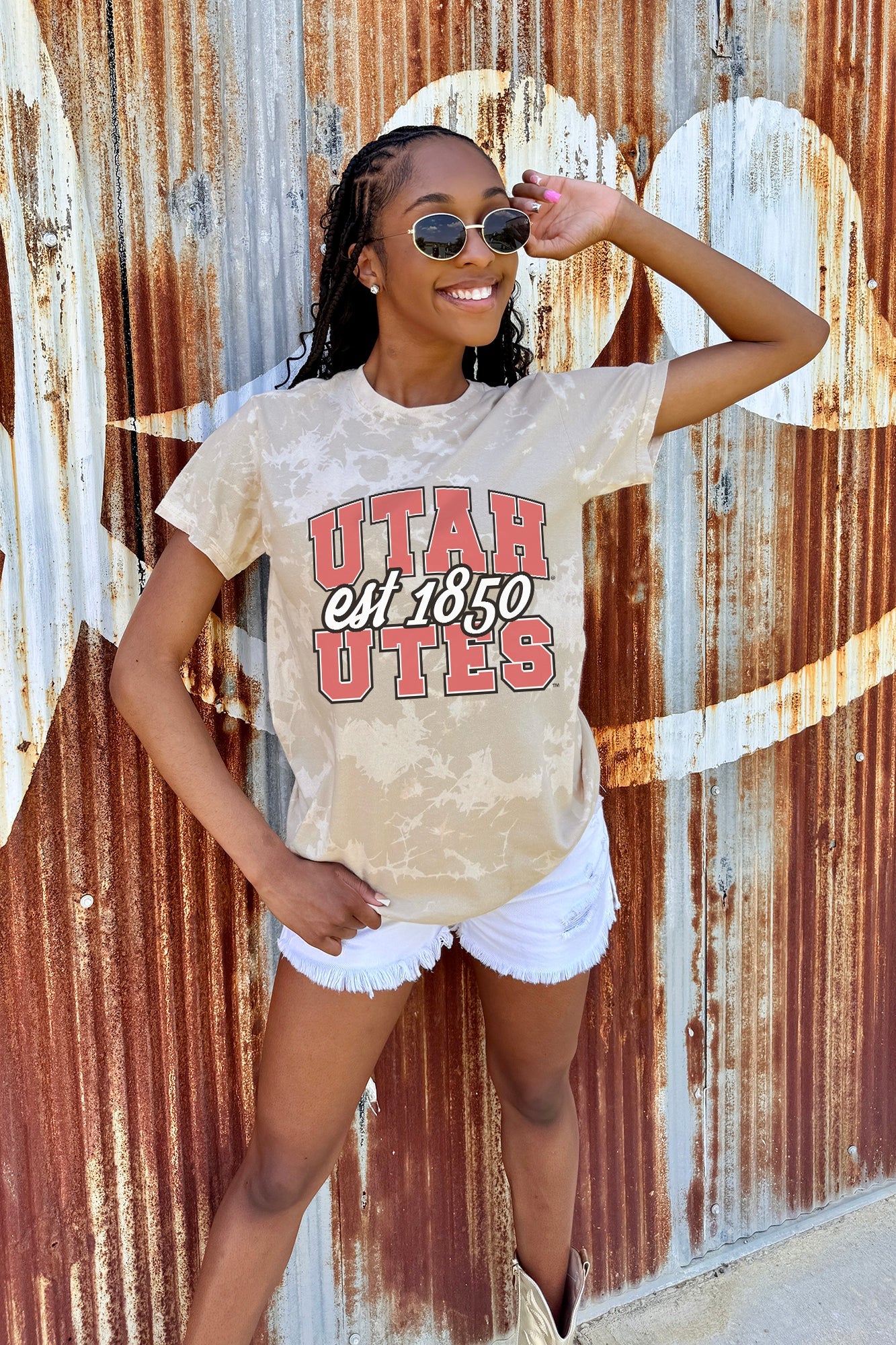 UTAH UTES DEEP ROOTS BLEACH WASH TEE