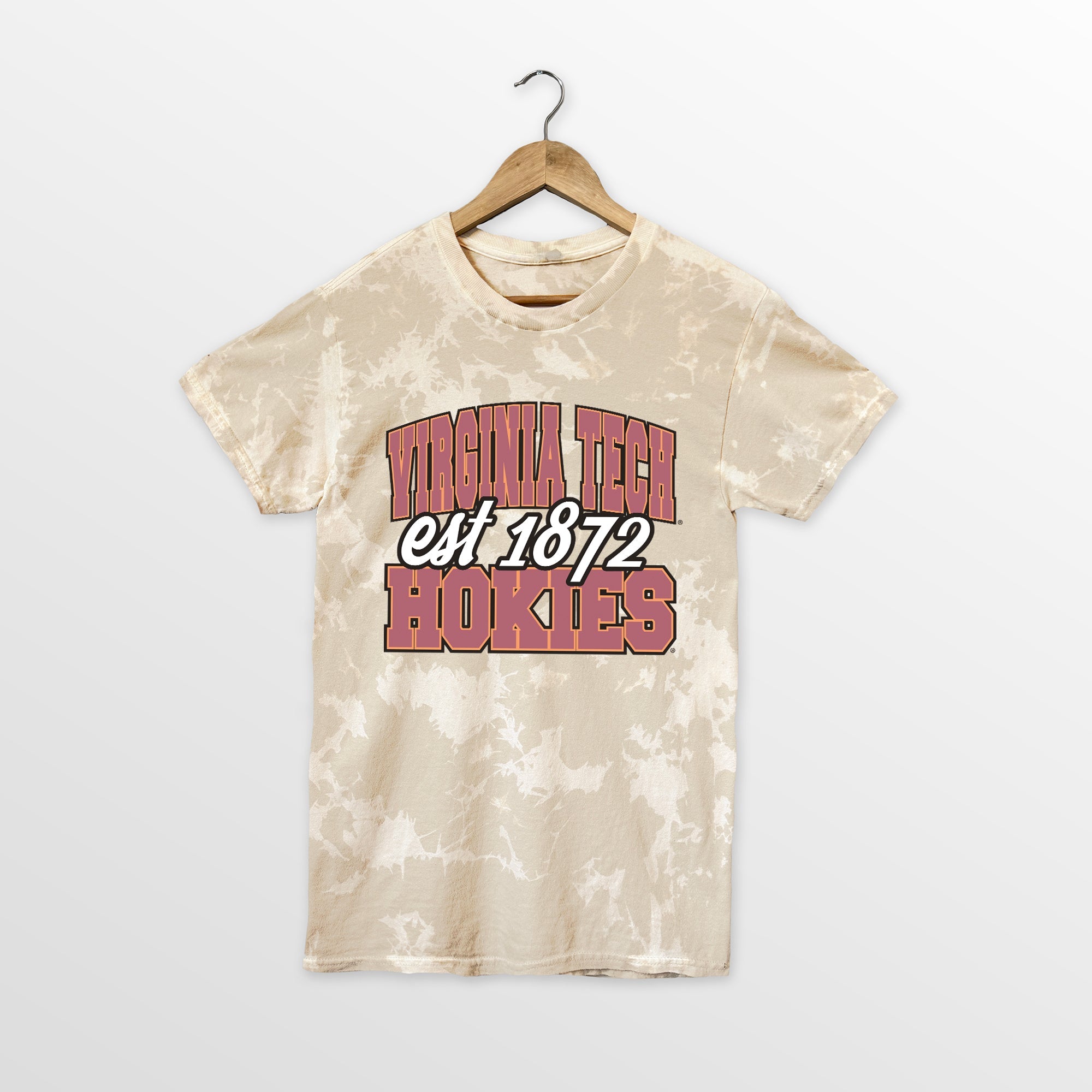VIRGINIA TECH HOKIES DEEP ROOTS BLEACH WASH TEE