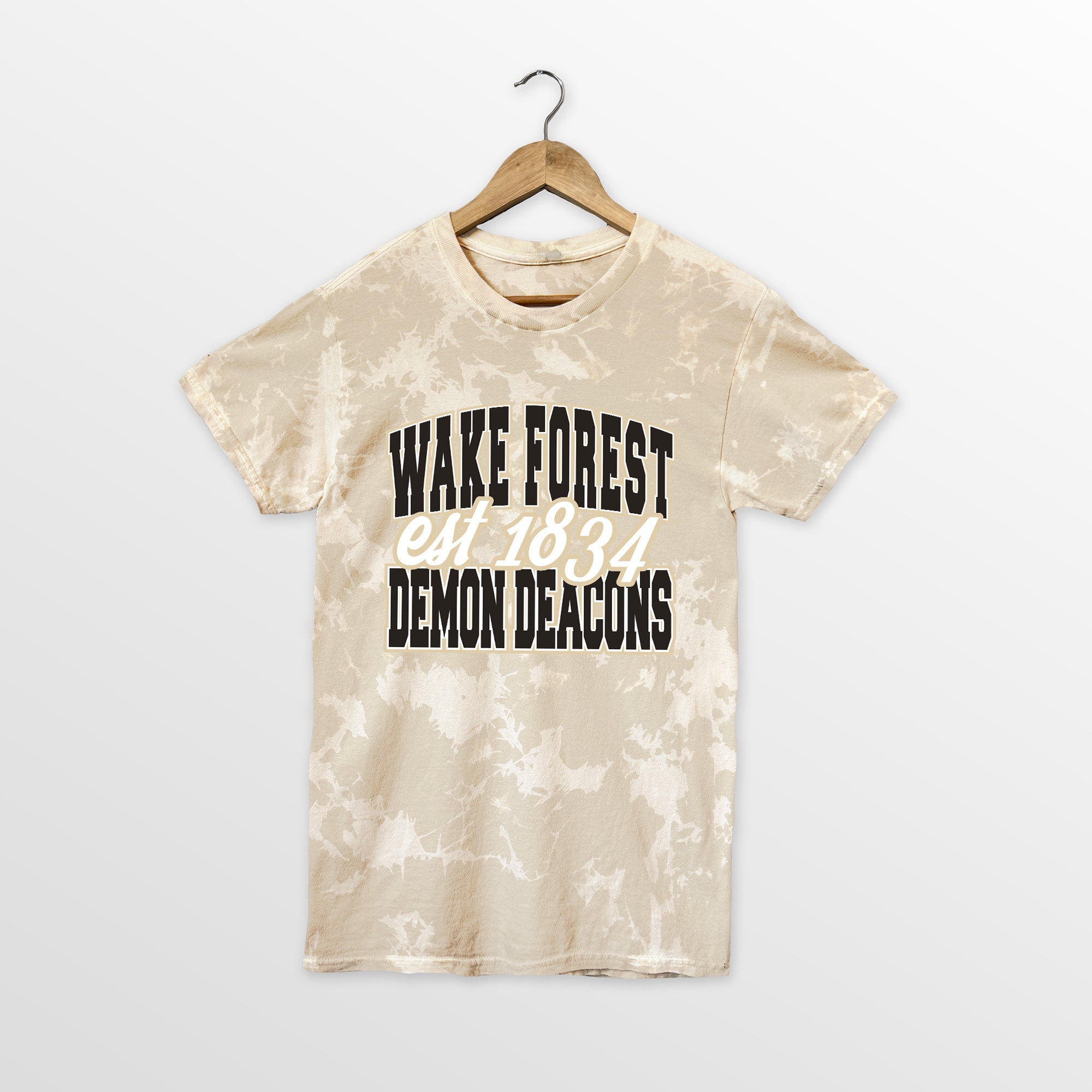 WAKE FOREST DEMON DEACONS DEEP ROOTS BLEACH WASH TEE
