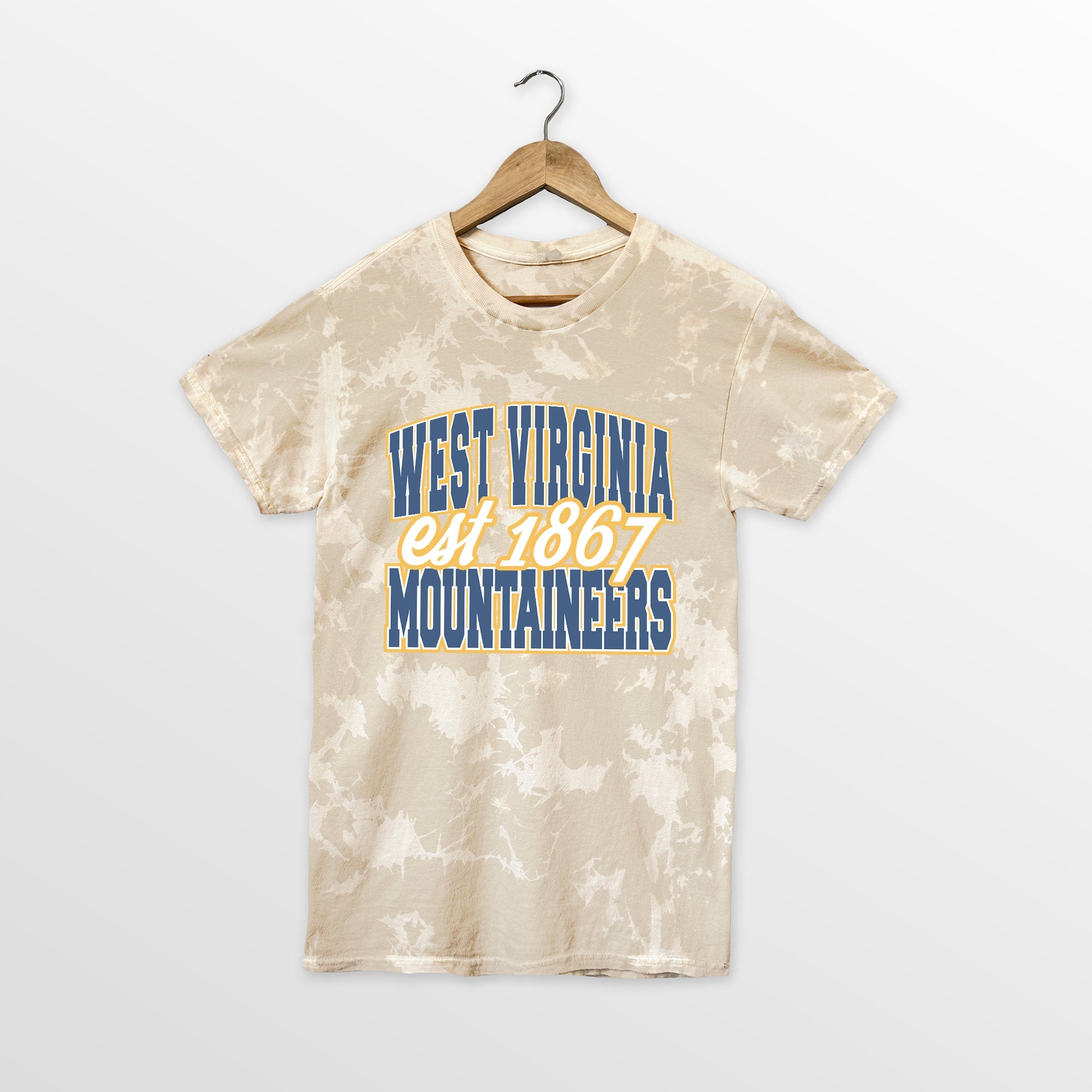 WEST VIRGINIA MOUNTAINEERS DEEP ROOTS BLEACH WASH TEE