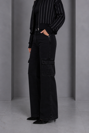 EMALI HIGH RISE WIDE LEG CARGO JEANS