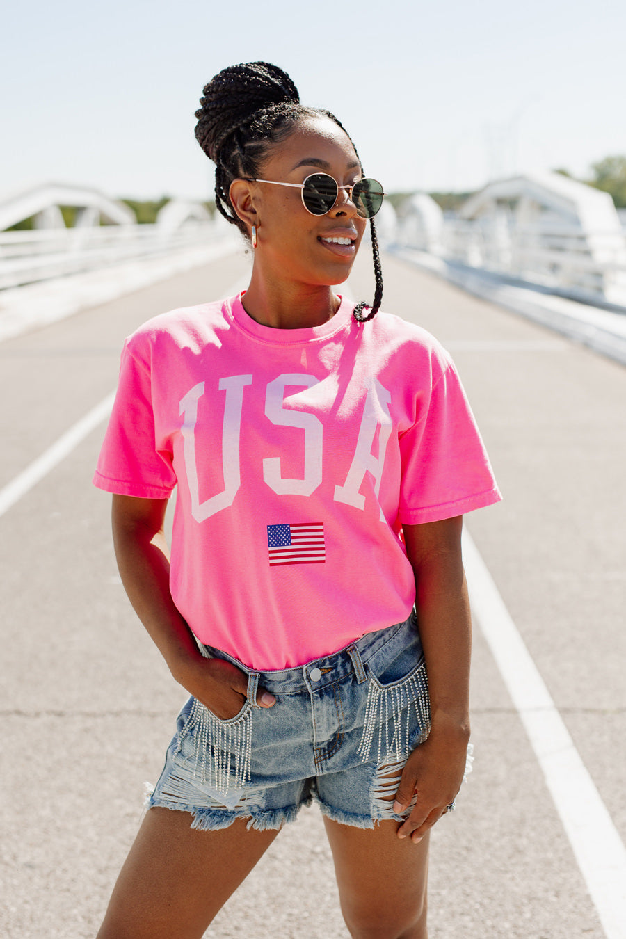 STAY FLY ON THE FOURTH OF JULY VINTAGE WASH BOYFRIEND TEE