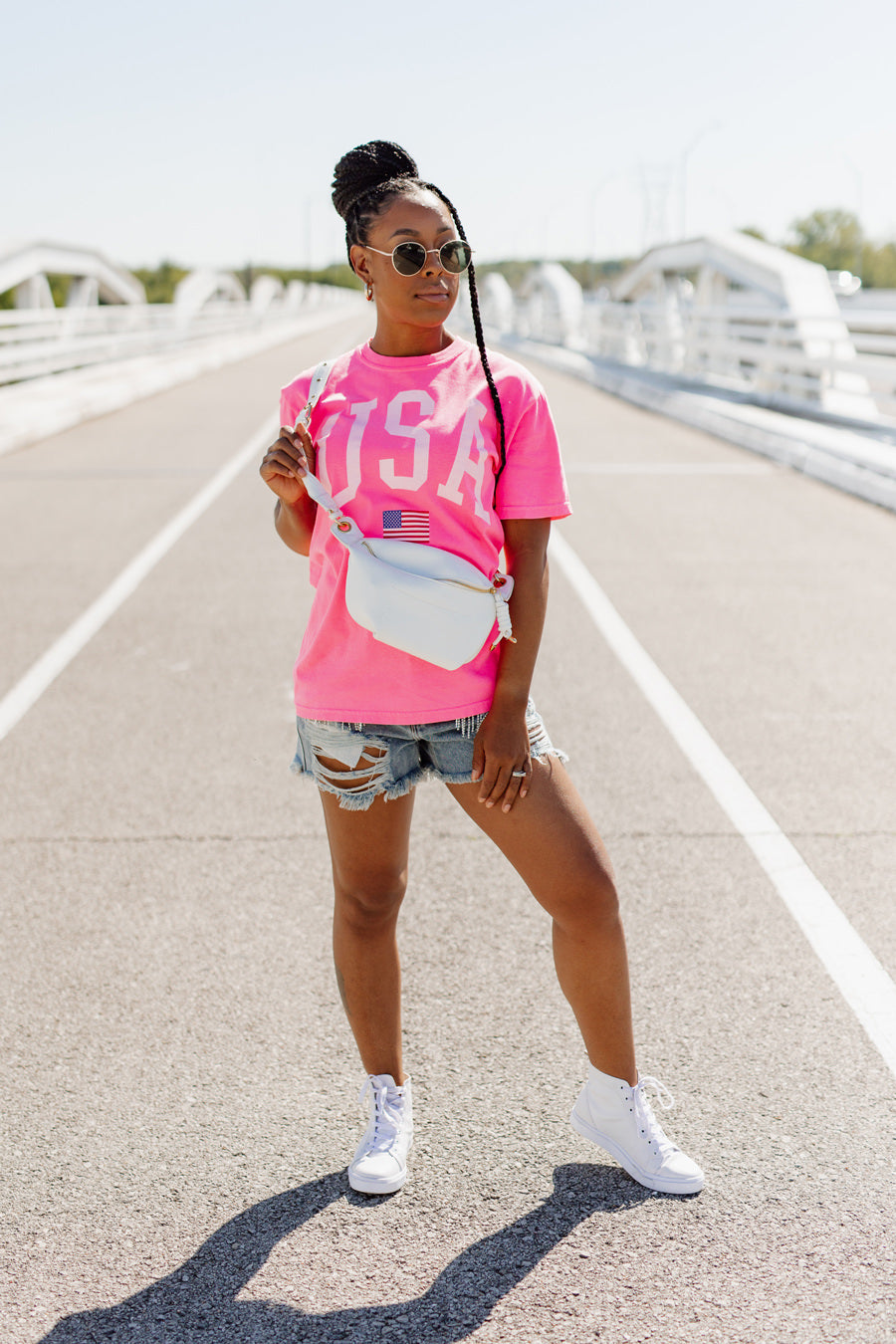 STAY FLY ON THE FOURTH OF JULY VINTAGE WASH BOYFRIEND TEE