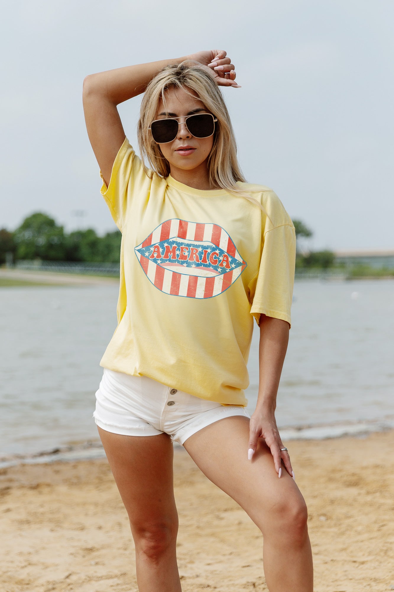 PARTY IN AMERICA GARMENT DYED BOYFRIEND TEE