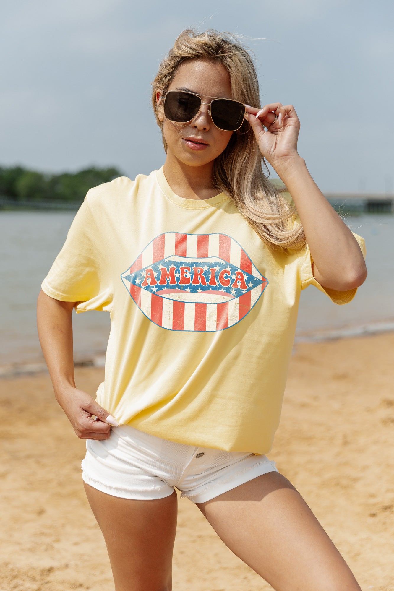 PARTY IN AMERICA GARMENT DYED BOYFRIEND TEE