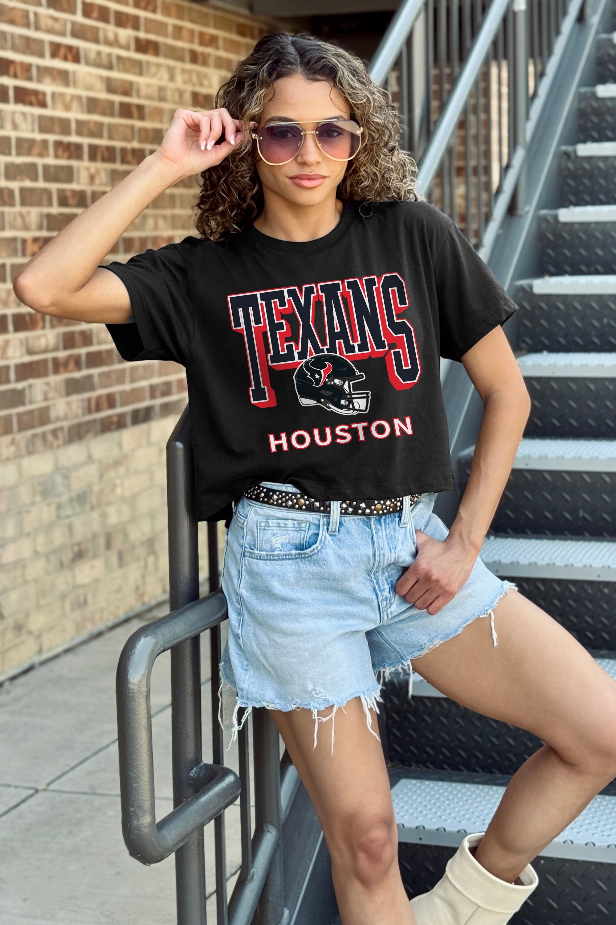 HOUSTON TEXANS PURE VICTORY CLASSIC CROP TEE