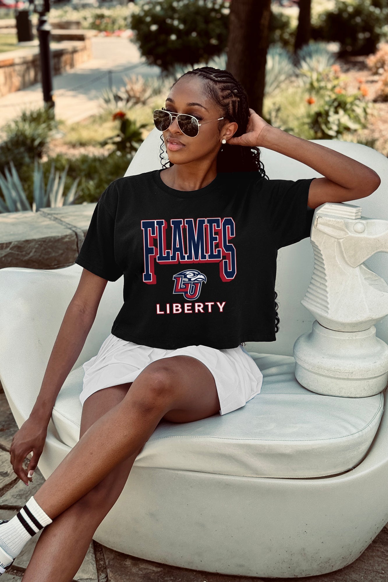 LIBERTY FLAMES PURE VICTORY CLASSIC CROP TEE