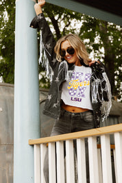 LSU TIGERS Check It Crop Tee