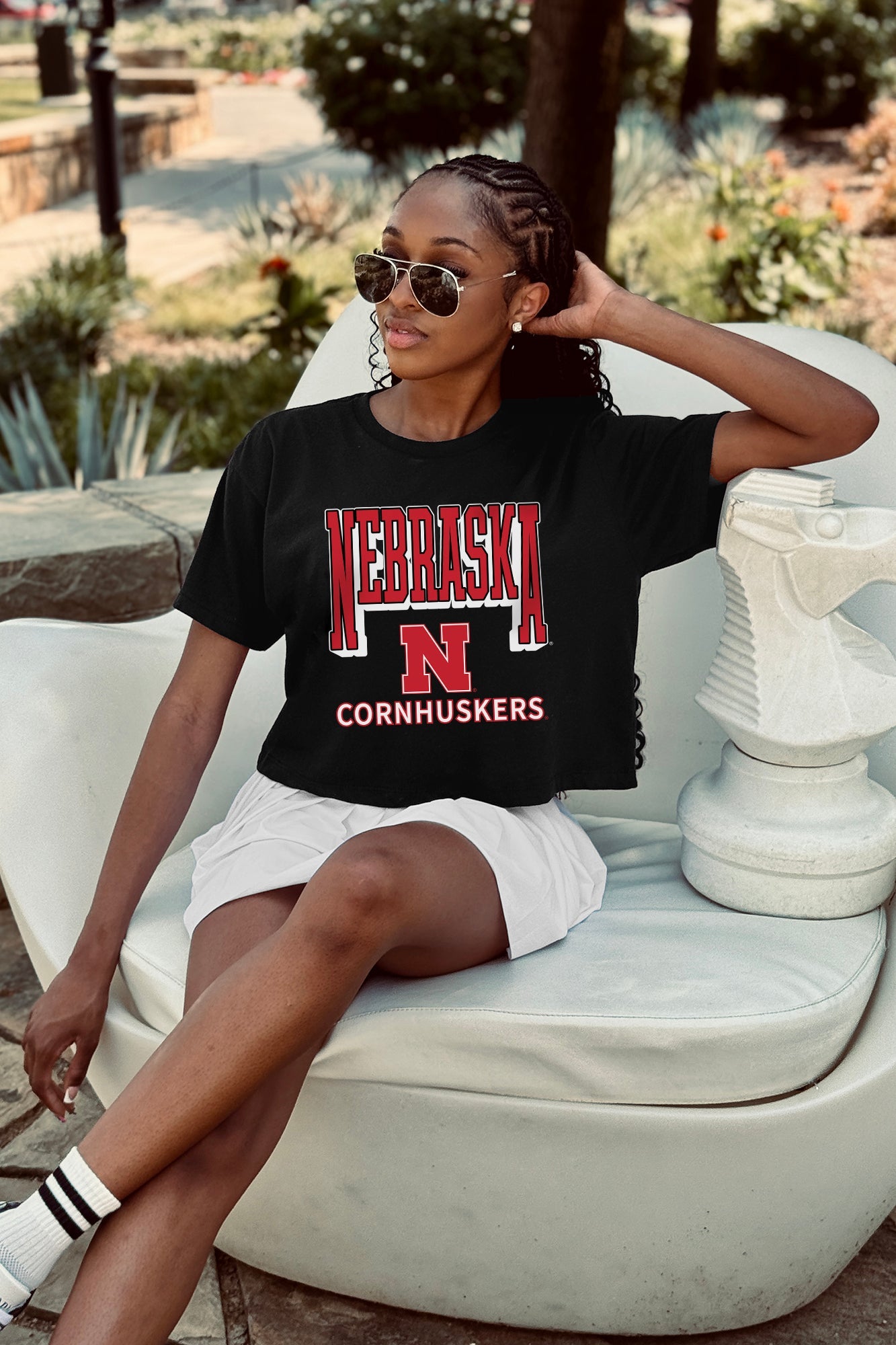 NEBRASKA CORNHUSKERS PURE VICTORY CLASSIC CROP TEE