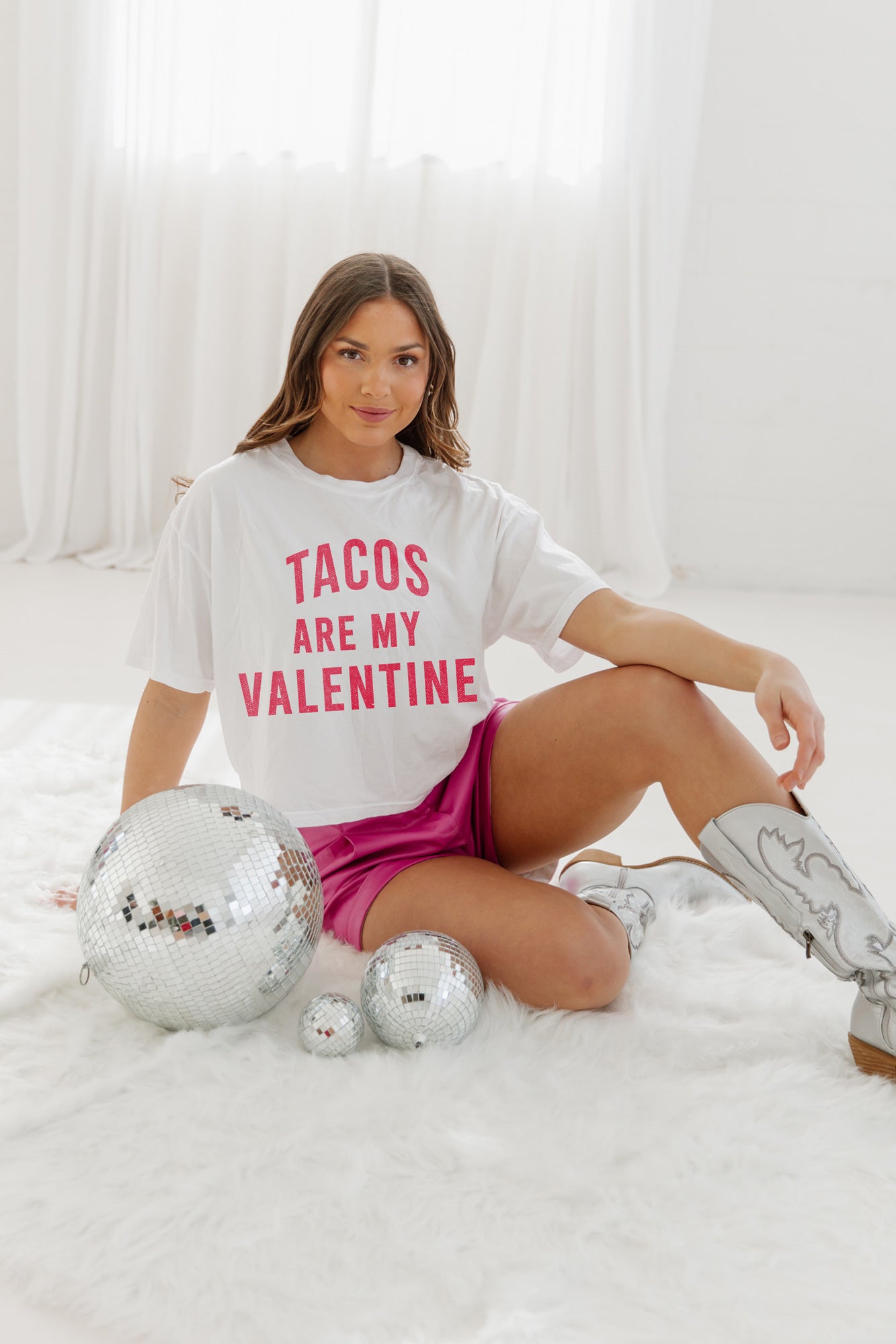 TACOS ARE MY VALENTINES CLASSIC CROP TEE