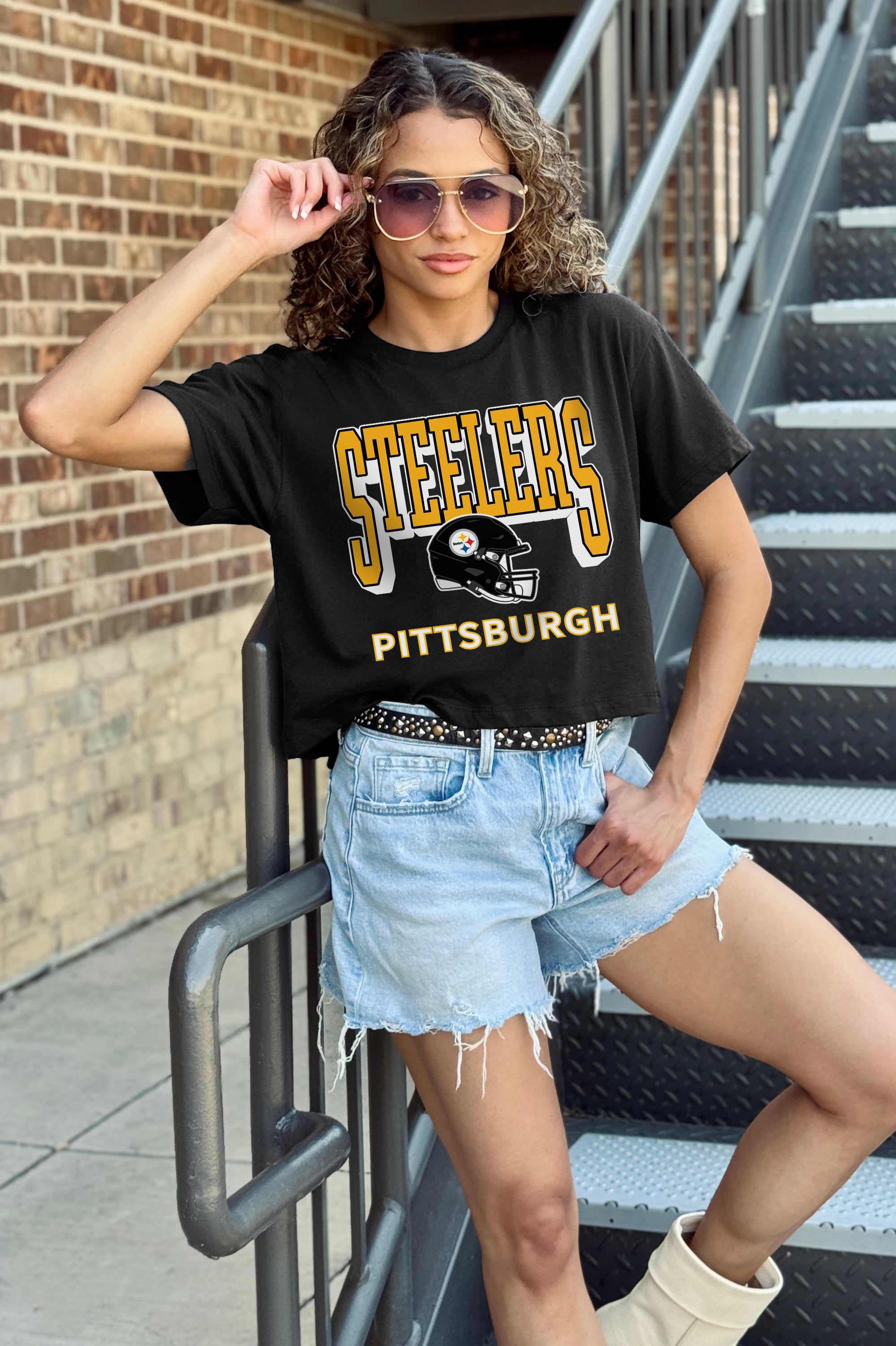 PITTSBURGH STEELERS PURE VICTORY CLASSIC CROP TEE